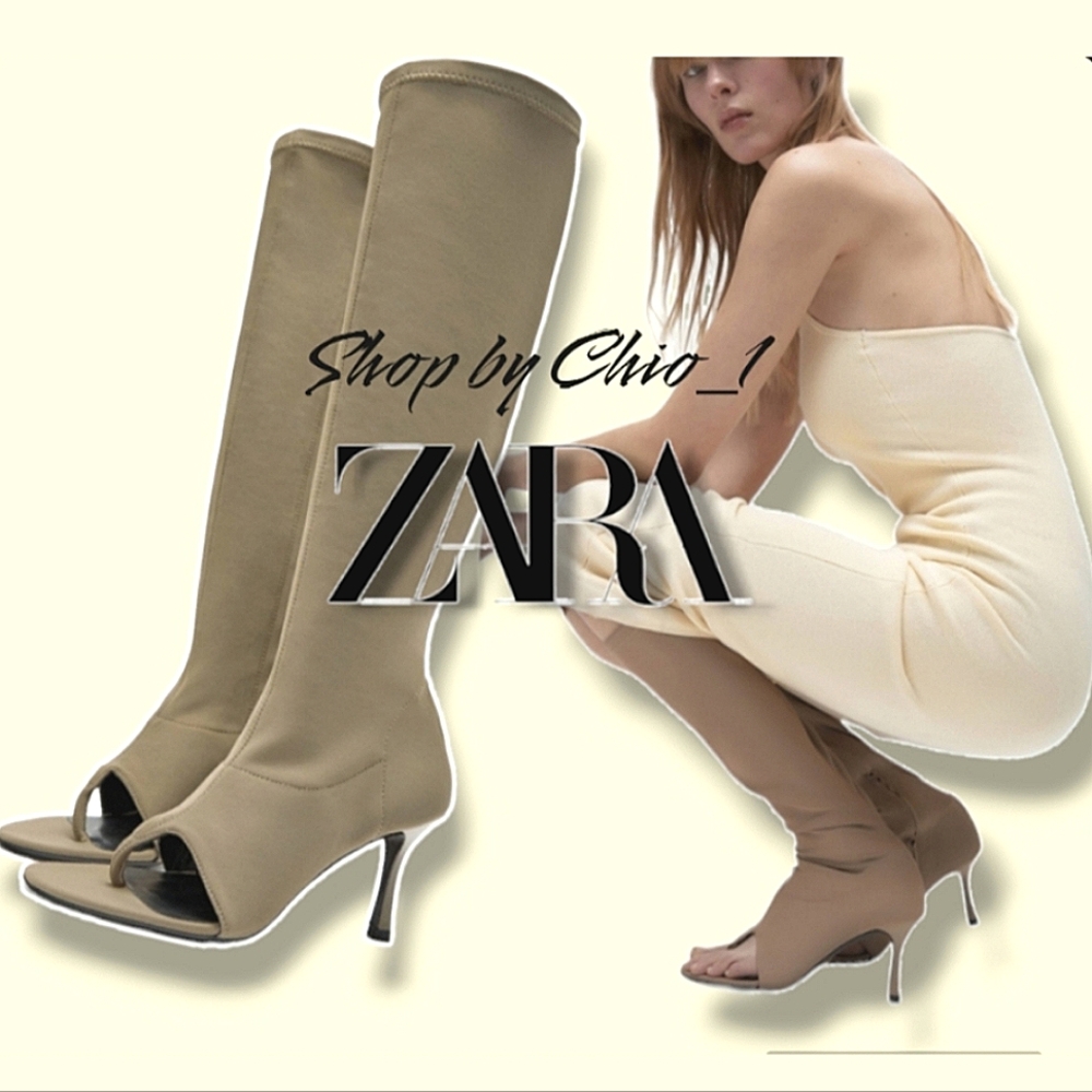 ZARA OPEN TOE HEELED NEOPRENE BOOTS bloggers favorite